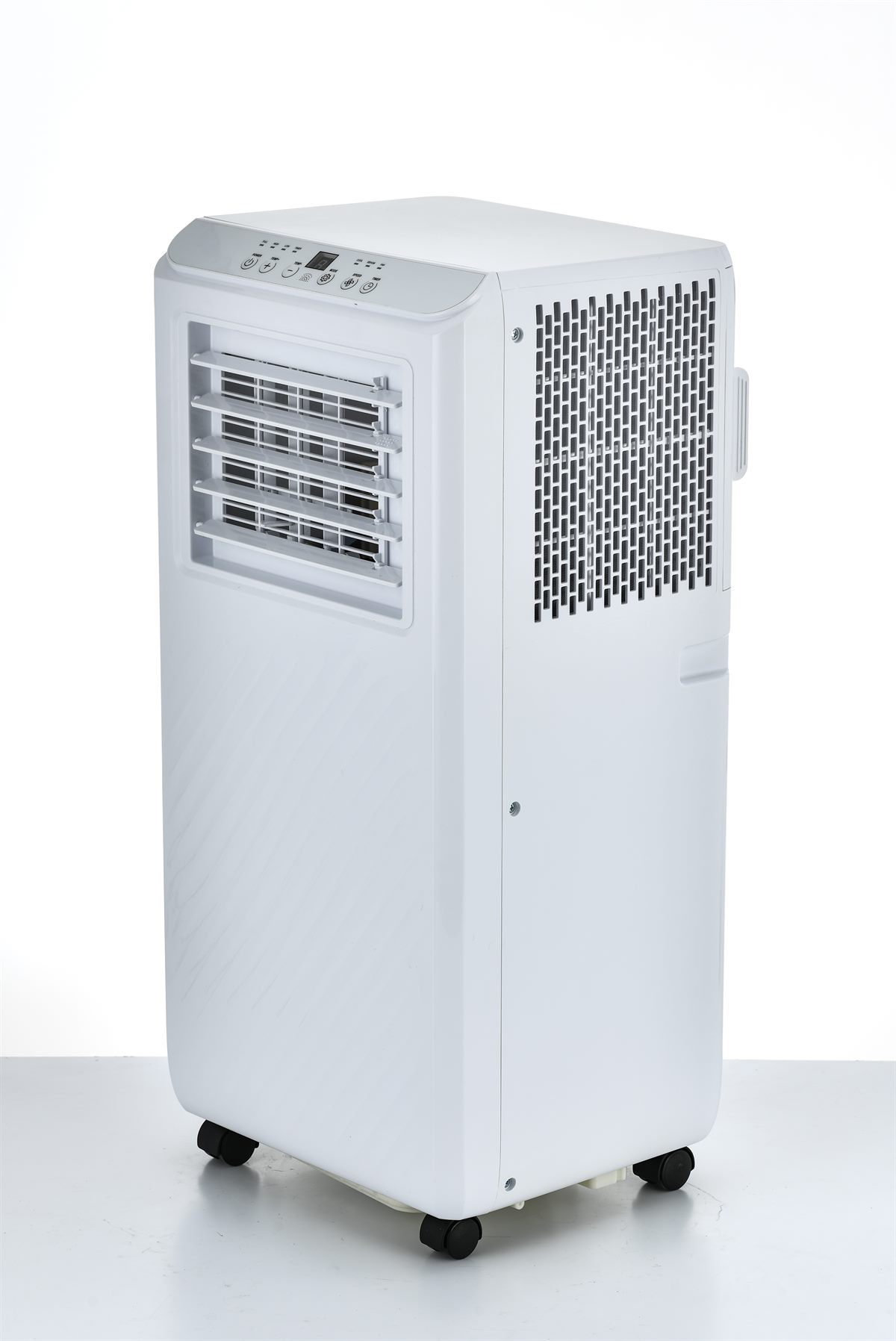 Angled factory photo of a portable air conditioner